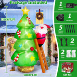 7 Ft Tall Large Christmas Inflatables Santa Claus Tree Outdoor Decorations, Build-In Leds Funny Xmas Blow Ups Yard Decor
