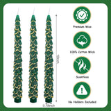 5 Pcs Christmas Tree Shaped Candles,10 Inch Unscented Christmas Tree Taper Candles With Gold Edged,Green Tree Taper Decorative Candles For Xmas Home Party Table Centerpiece