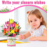 Paper Pop Up Flower Cards,Forever Tulips,9 Inch Flower Bouquet 3D Popup Greeting Cards, Mother'S Day Gifts, Birthday Gift Cards, Teacher Appreciation Gifts, Graduation Gifts