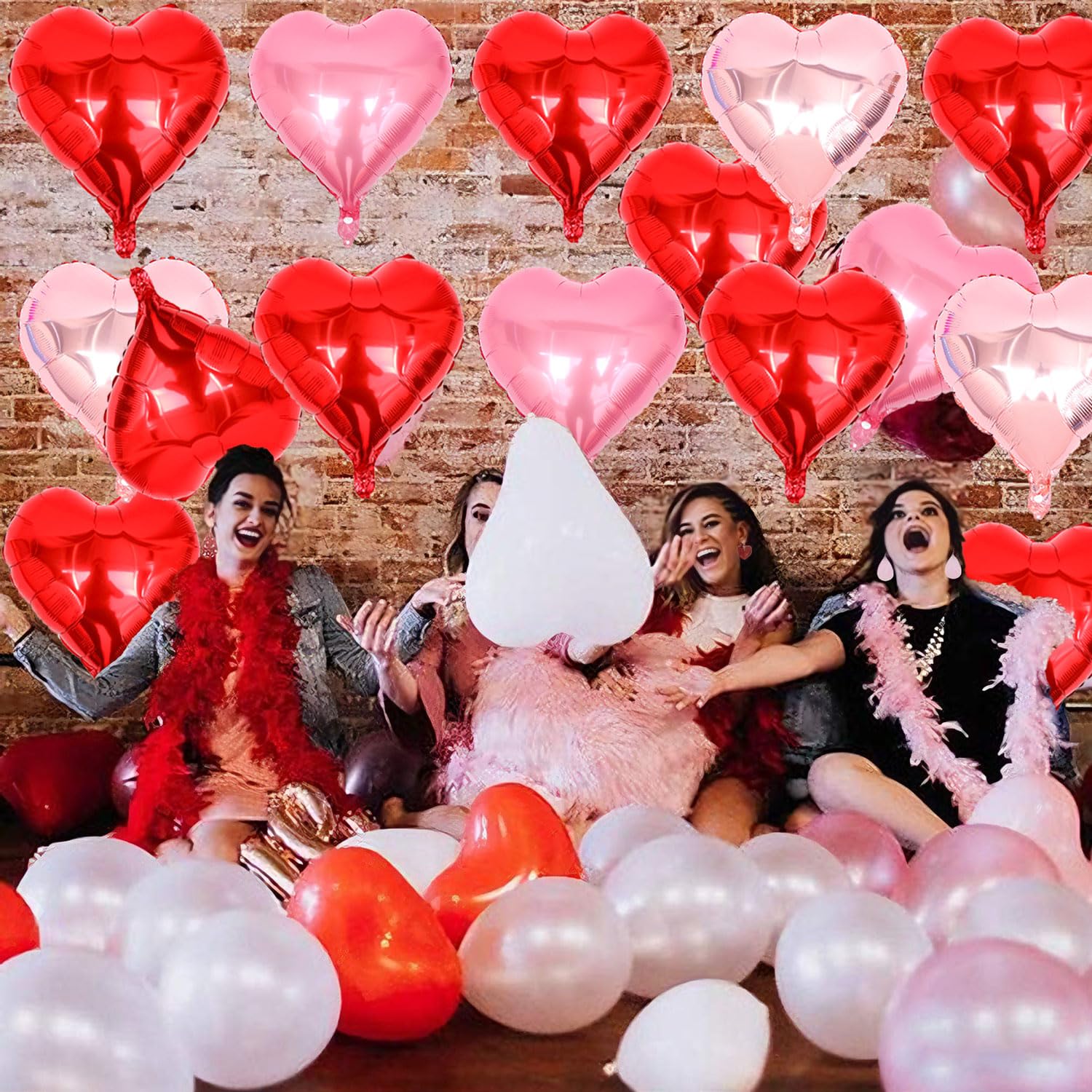 Red Pink Rose Gold Heart Shaped Balloons, 15 Pcs 18 Inch Valentines Day Foil Heart Balloons For Valentine'S Day Wedding Bridal Shower Anniversary Engagement Party Supplies Decorations