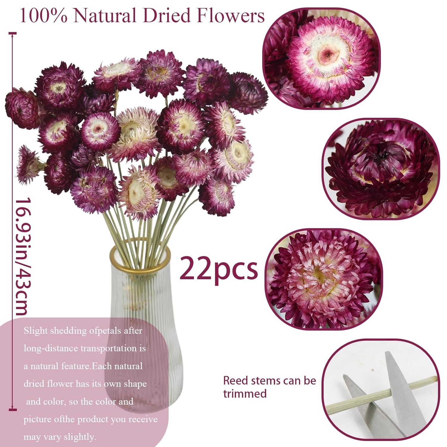 22 Pcs Natural Dried Daisy Flowers Bouquet Dried Flower Purple Daisies Dried Sunflowers Chrysanthemum With Stem For Wedding Farmhouse Table Vase Decor Home Diy Flower Arrangement