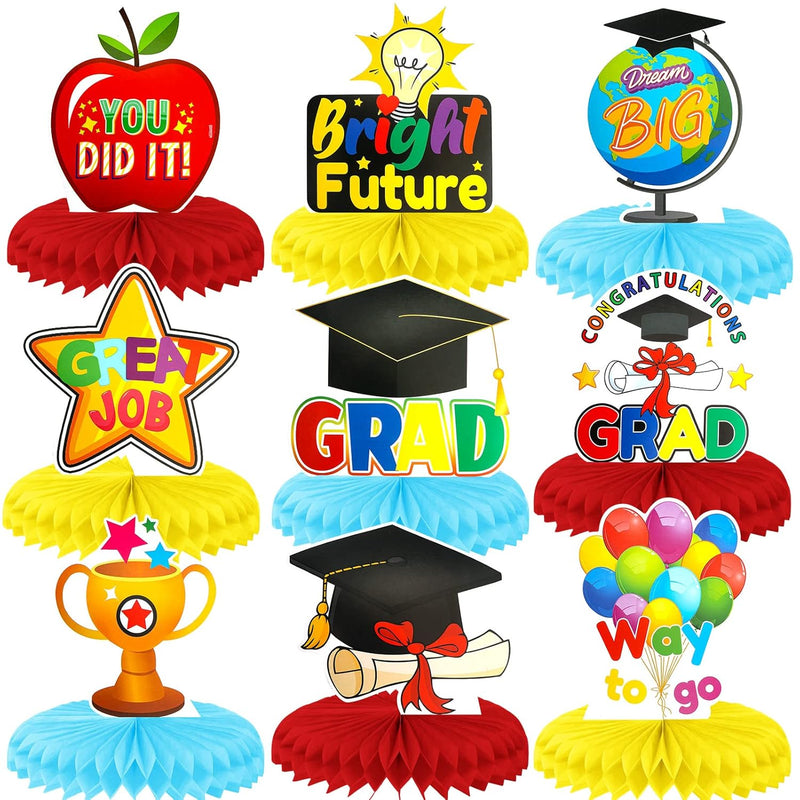 9Pcs Kindergarten Graduation Party Decorations Honeycomb Centerpieces,