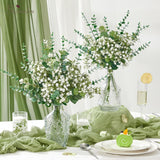 100 Pcs Mixed Artificial Eucalyptus Stems,Babys Breath Artificial Flowers Bulk With Faux Eucalyptus Leaves Greenery Stems For Wedding Diy Bouquets Floral Arrangement Home Decor
