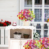 Artificial Flowers For Indoor Outdoors, 4 Bundles Faux Silk Daisy Lower Uv Resistant Fake Plastic Plants For Spring Summer Hanging Planter Table Vase Window Garden Porch Balcony Home Decor