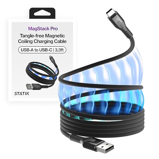 USB A to USB C Magnetic Fast Charging Cable 27W 3FT for Phone & Tablet