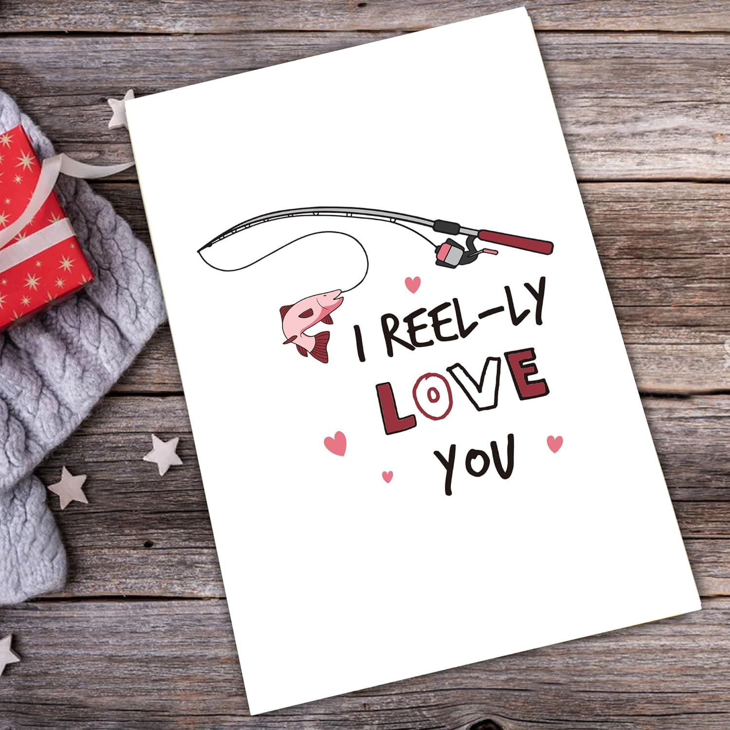 Fishing Love You Card, Valentines Card For Fisherman Fishing Loving, Funny I Reel-Ly Love You Gift, Husband Fish Card
