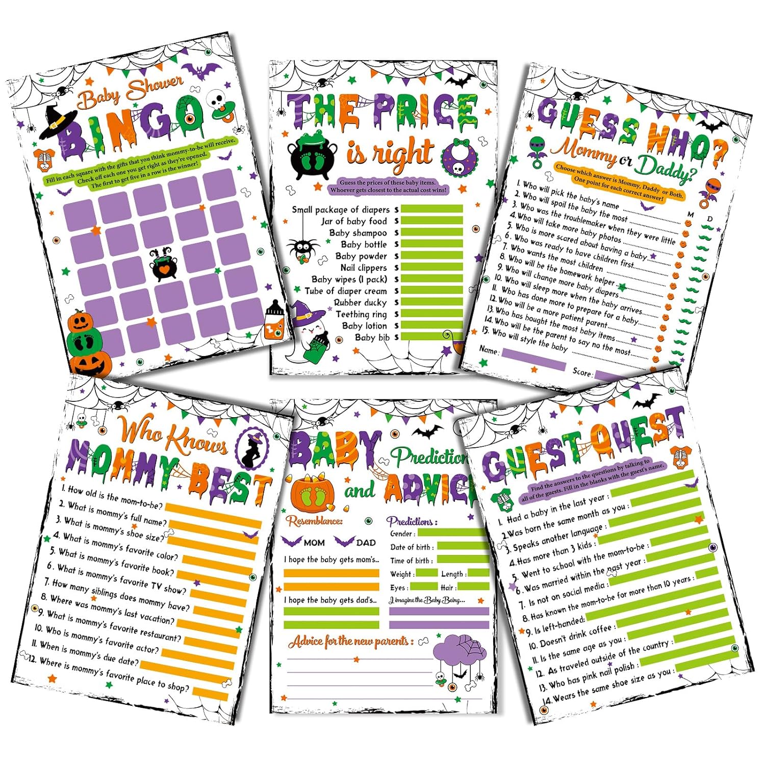 Halloween Games Cards Ultimate Gender Neutral Kit Of 6 Classic Games Activities Bingo Price Is Right For 50 Guests Halloween Party Supplies