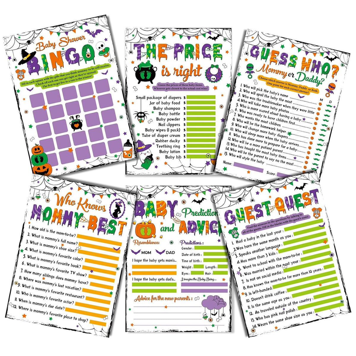Halloween Games Cards Ultimate Gender Neutral Kit Of 6 Classic Games Activities Bingo Price Is Right For 50 Guests Halloween Party Supplies