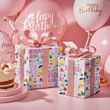 Birthday Wrapping Paper For Girl - Mini Roll - Pink Happy Birthday Girl And Birthday Party Pattern For Girl'S 1St Birthday Party And More - 17 Inches X 16.4 Feet - 1 Year Old