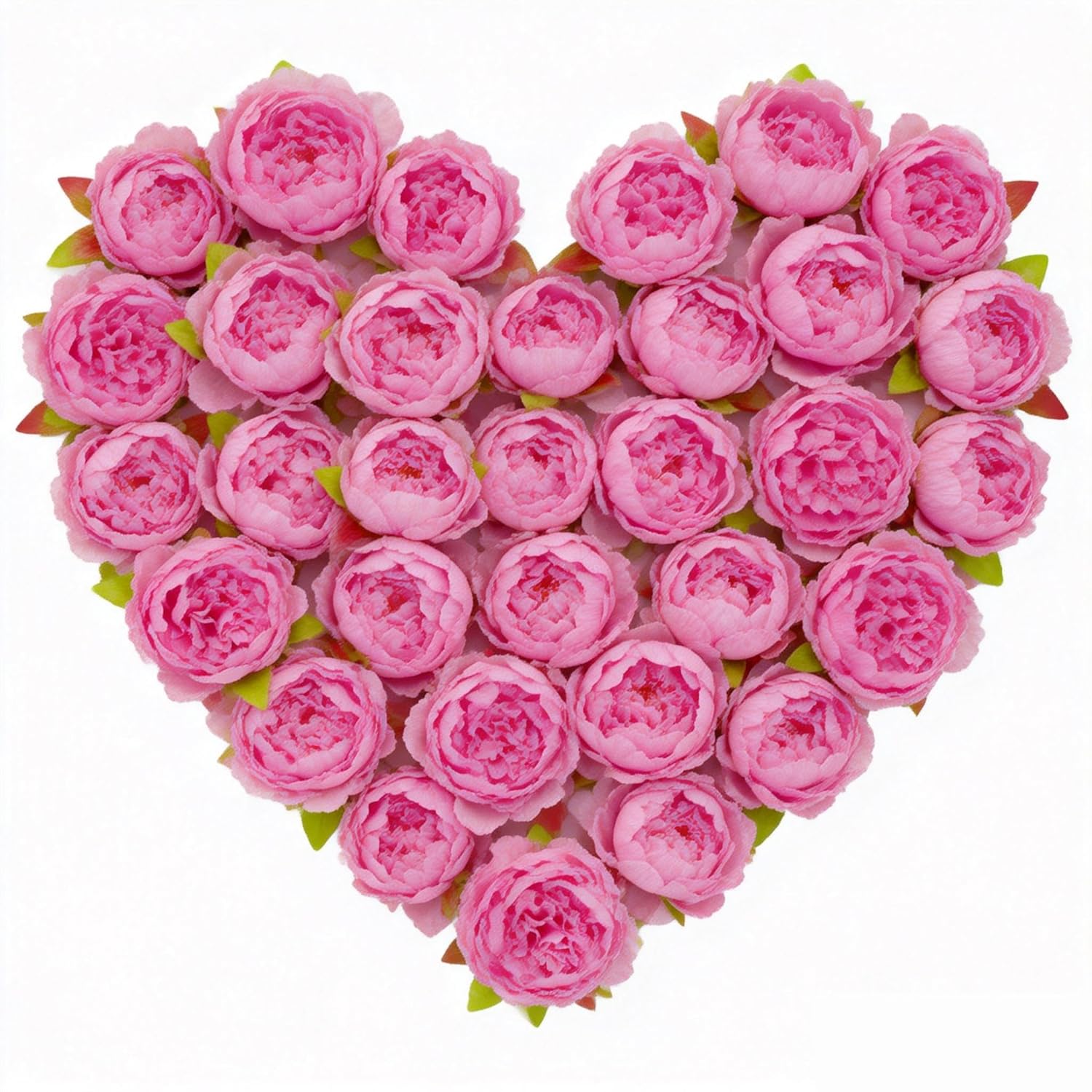20 Pcs Silk Peony Artificial Flower Heads With Stems,3.6''Fake Pink Peony Flowers Heads For Wedding Home Decor (20, Pink)