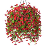 Artificial Fake Hanging Flowers Plants With Basket For Outdoor Spring Decoration, Faux Silk Daisy Flower Real Touch Uv Resistant For Outside Porch Patio Garden Yard Home Decor(Red Brown)