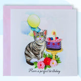Quilling Cards 3D Birthday Cards, Handmade Paper Quilled Card, Handcrafted Quilling Card For Women, Kids And Special Family (Cat)
