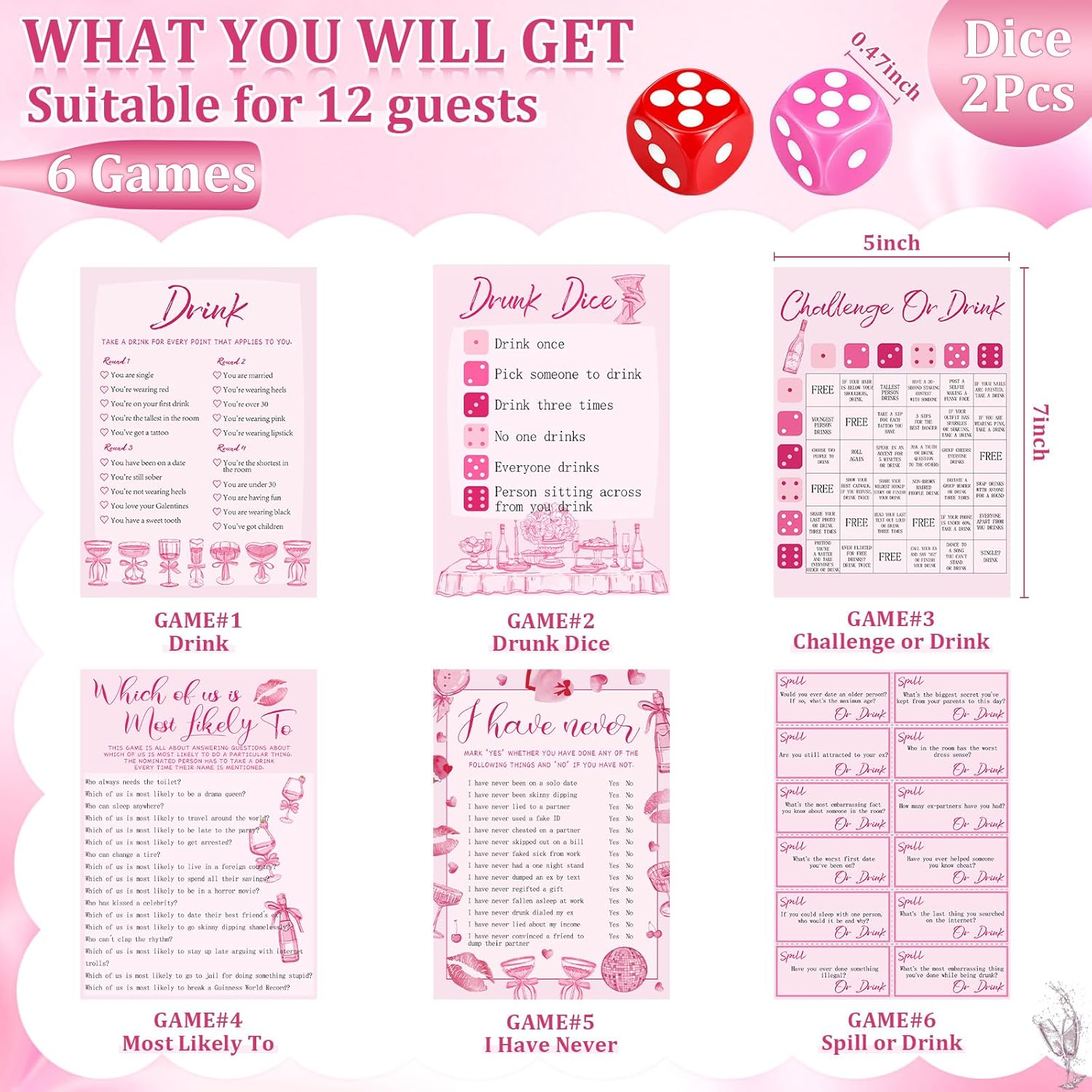 Galentine Party Games Set 6 Card Games For 12 Guests Galentine'S Day Activities Fun Galentine'S Day Game Idea Valentines Gifts For Women Bachelorette Party Favors