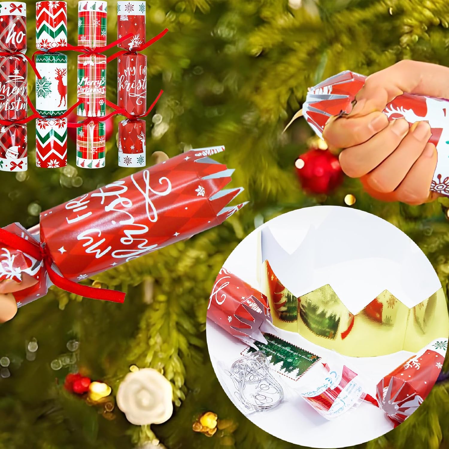 Christmas Party Favors No Snap Party Table Favor With Hats, Joke And Gifts Inside, Christmas Crackers With Gifts Xmas Holiday Dinner Tradition Party Supplies