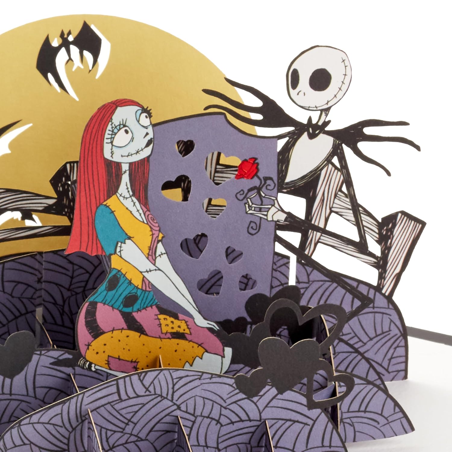 Hallmark Nightmare Before Christmas Pop Up Valentine's Day Card (Jack & Sally) Signature Paper Wonder 3D Card for Anniversary, Love, Romantic Birthday, Sweetest Day