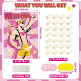 Bachelorette Party Games Pin The Banana On The Hunk Game Large Poster With 28Pcs Banana Stickers For Girls Night Wedding Engagement Party
