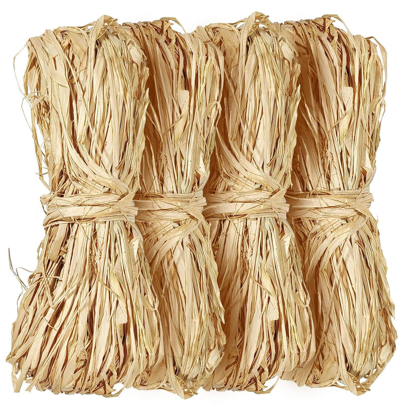 320G Natural Raffia Paper Ribbon, 4 X 80G Raffia Grass Raffia Ribbon Perfect F