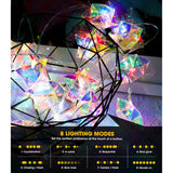 Iridescent Decor 10Ft Star String Lights 20 Led Usb/Battery Operated String Lights Indoor/Outdoor, Holographic Decor For