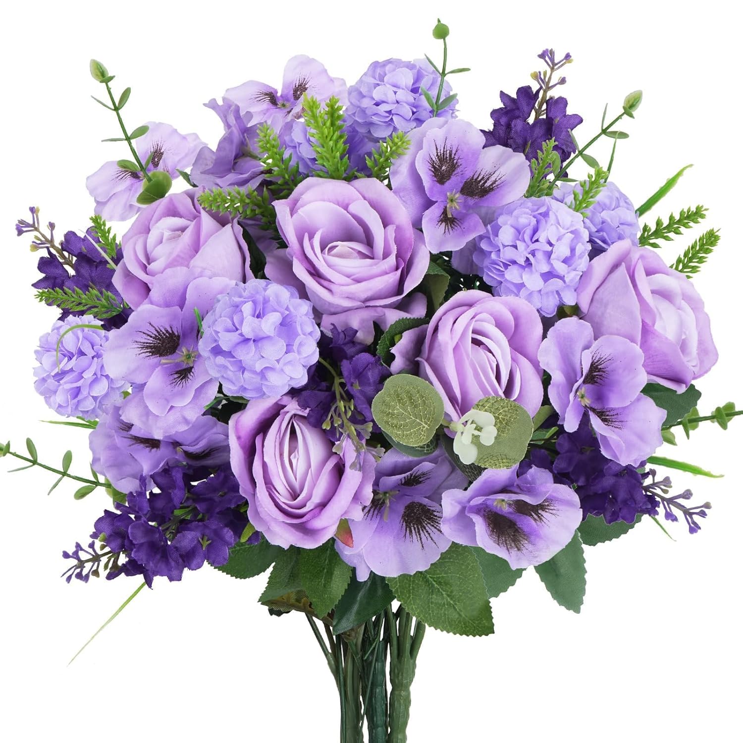 Purple Flowers Artificial With Rose Hyacinths Realistic Spring Flowers Indoor Bridal Bouquet Purple Silk Flower Arrangements For Kitchen Table Centerpieces Wedding Party Decor