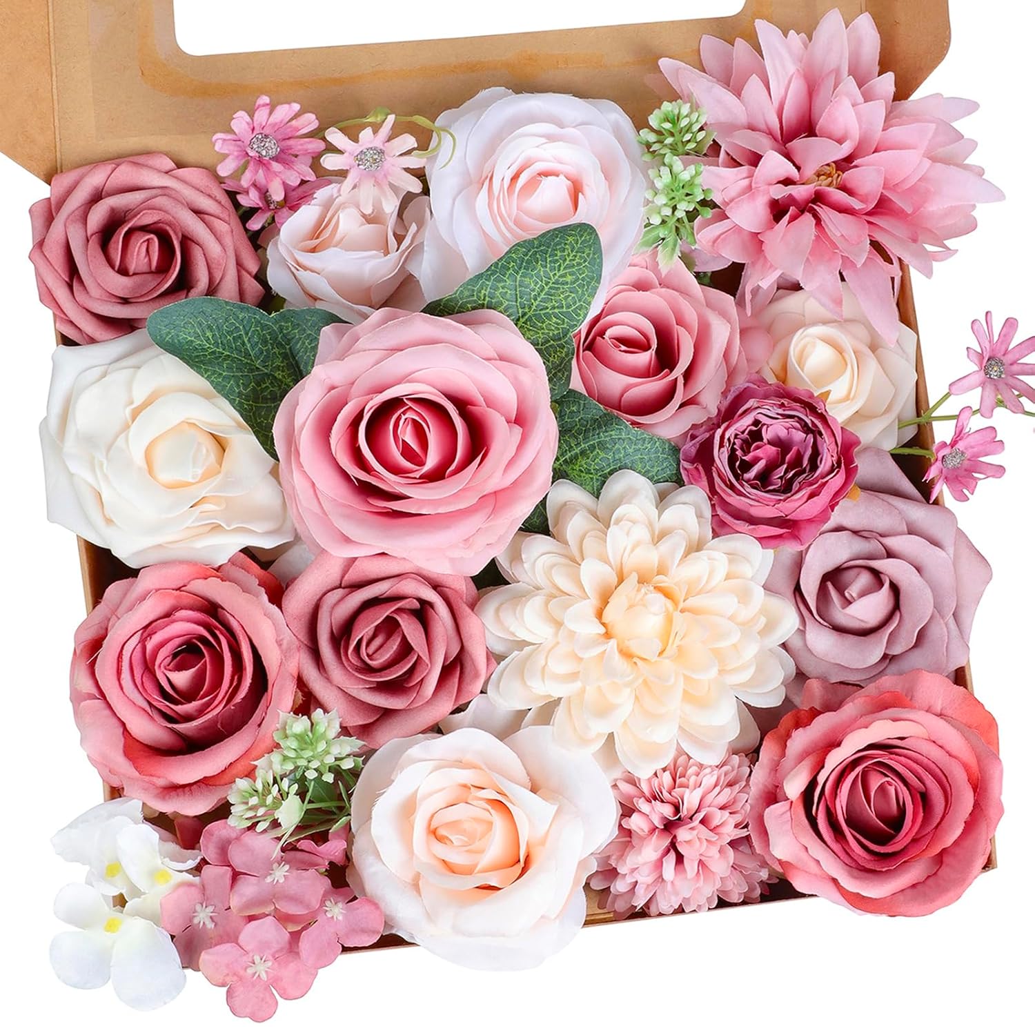 Rose Artificial Flowers Combo, Pink Flowers Dusty Rose Silk Flowers With Stems For Diy Bridal Wedding Bouquets Floral Arrangements Table Centerpieces Party Baby Shower Home Decor