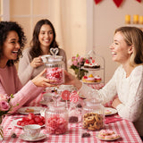 4 Sets 32Oz Glass Jars With Heart Lids Airtight Clear Candy Jar Food Storage Canister With Airtight Lid For Valentine'S Day Party Tea Cookie Table Decoration(Clear Lid)