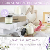 36 Pcs 4Oz Mini Mason Jar Candles Small Scented Candles Bulk Aromatherapy Ideal Souvenir Favors For Wedding Birthday Party (Freesia, Lavender, Jasmine, Black)