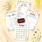 Hilarious Bridal Shower Games 30 Guests - Wedding Games For Reception Decorations, Funny Find The Guest Bingo Game, He Said She Said Would She Rather Wildflower Bridal Shower Decorations