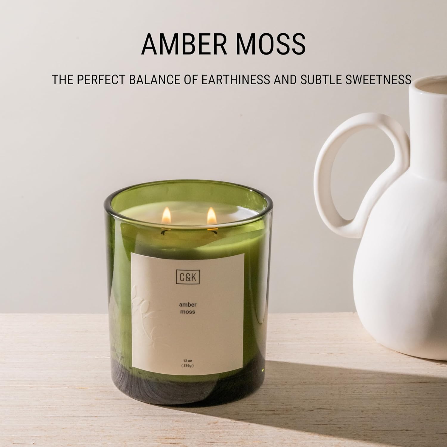 12Oz Amber Moss Candle For Home | Premium Green Winter Scented Candles For Men | Made With Natural Soy | Holiday Candles Gifts For Men And Women | Nature Collection