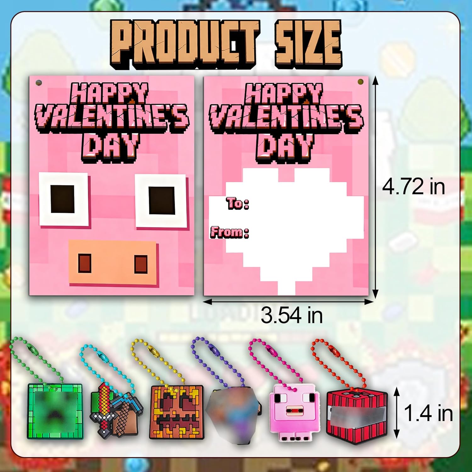 24-Pack Valentine'S Day Cards With Cute Keychains - Valentines Day Cards & Classroom Exchange Cards Set For Parties & Fun Gifts