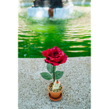 – 12Th Anniversary Silk Rose Gift – Red – 7" Artificial Flower In Terra Cotta Pot – 1 Count – Handmade Desk Decoration For Him Or Her