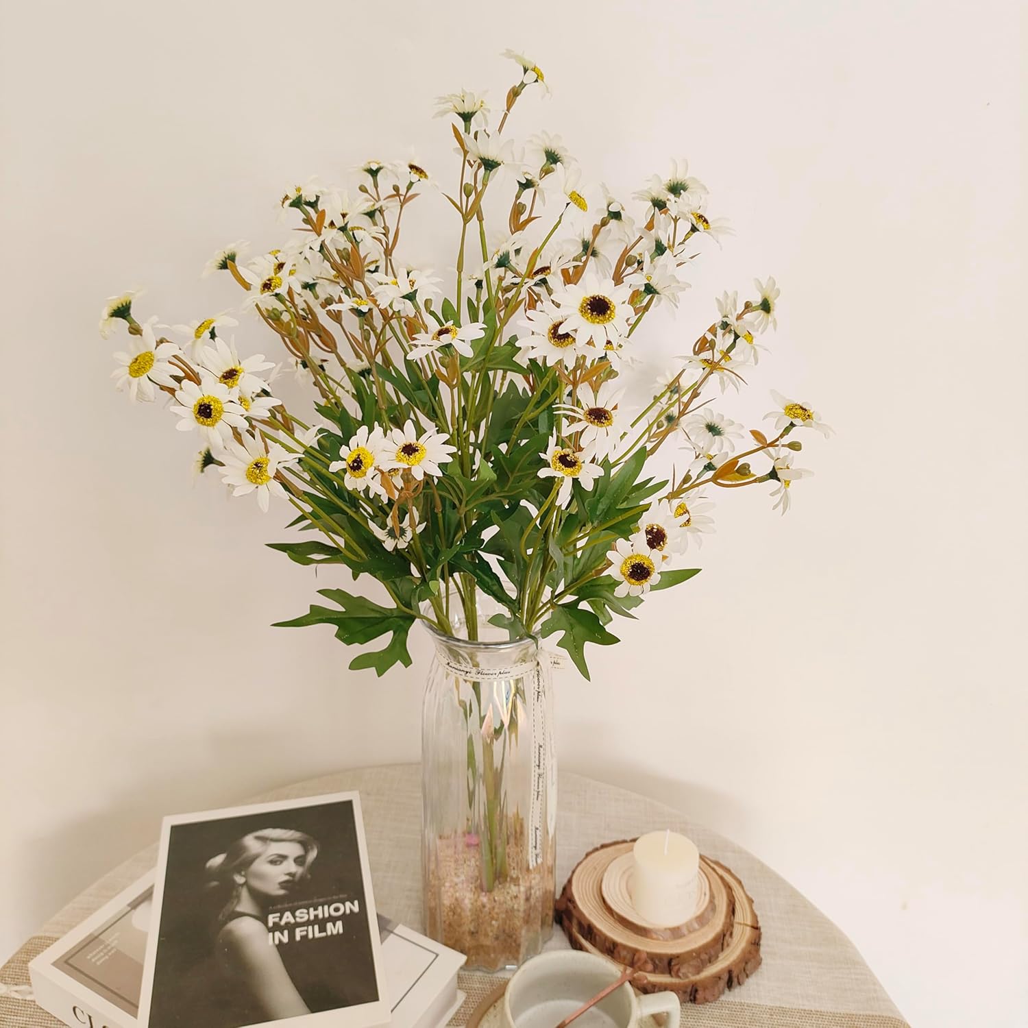 23'' White Daisy Artificial Flowers,Artificial White Daisies,6 Bouquets Fake Daisies Flowers,Faux Daisies For Home Table Centerpieces Arrangement Decoration (6, White)