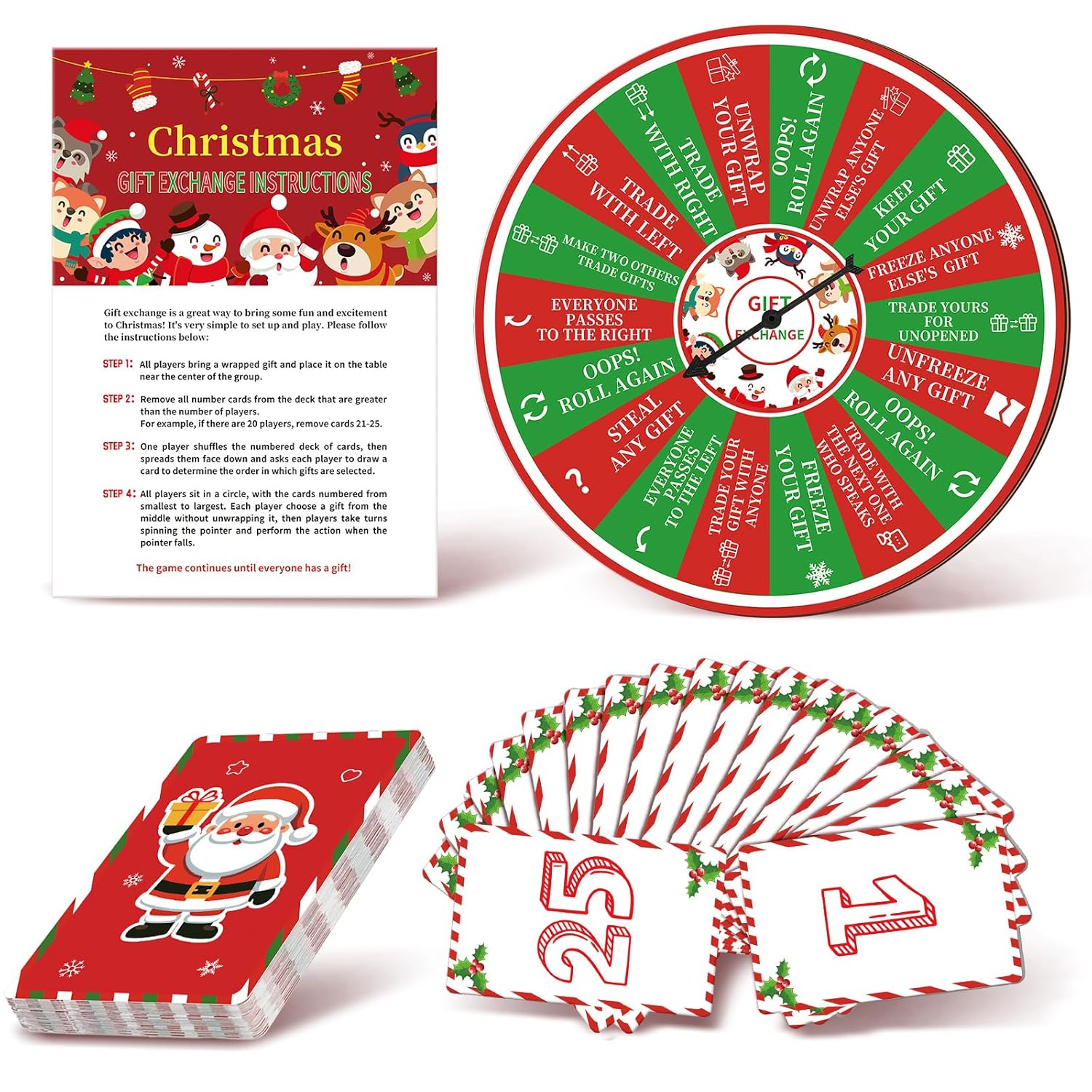 29 Pcs Christmas Spinner Exchange Gift Game Christmas Party Favors Game Exchange Gifts White Elephant Present For Adult Coworker Group Xmas Party Supplies W/Card And Instruction
