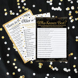Black And Gold 40Th Birthday Game Bundle - Set Of 3 Birthday Party Games For 20 Guests, Born In The 1980S Theme