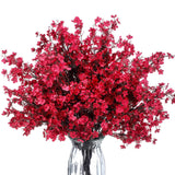 24 Pcs Babys Breath Silk Artificial Flowers Red Faux Flower 19.6 Inch Gypsophila Bouquets Bulk Burgundy Real Touch Floral For Vase Spring Decoration Home Office Table Centerpiece, Wine Red