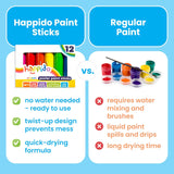 Happido Set Of 12 Twistable Tempera Paint Sticks For Kids, Quick Drying, No Mess Art Supplies For Toddlers And Kids Ages 4-6 - Neon & Pastel Colors