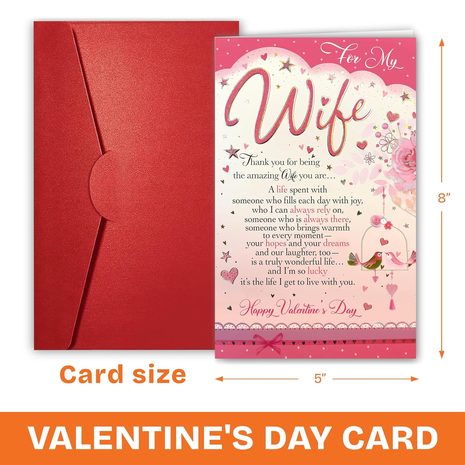Valentines Day Card For Wife - Romantic Message, Heartfelt Gifts For Wife, Wifey, Her - Valentine'S Gift For Her From Husband, Him - Greeting Card