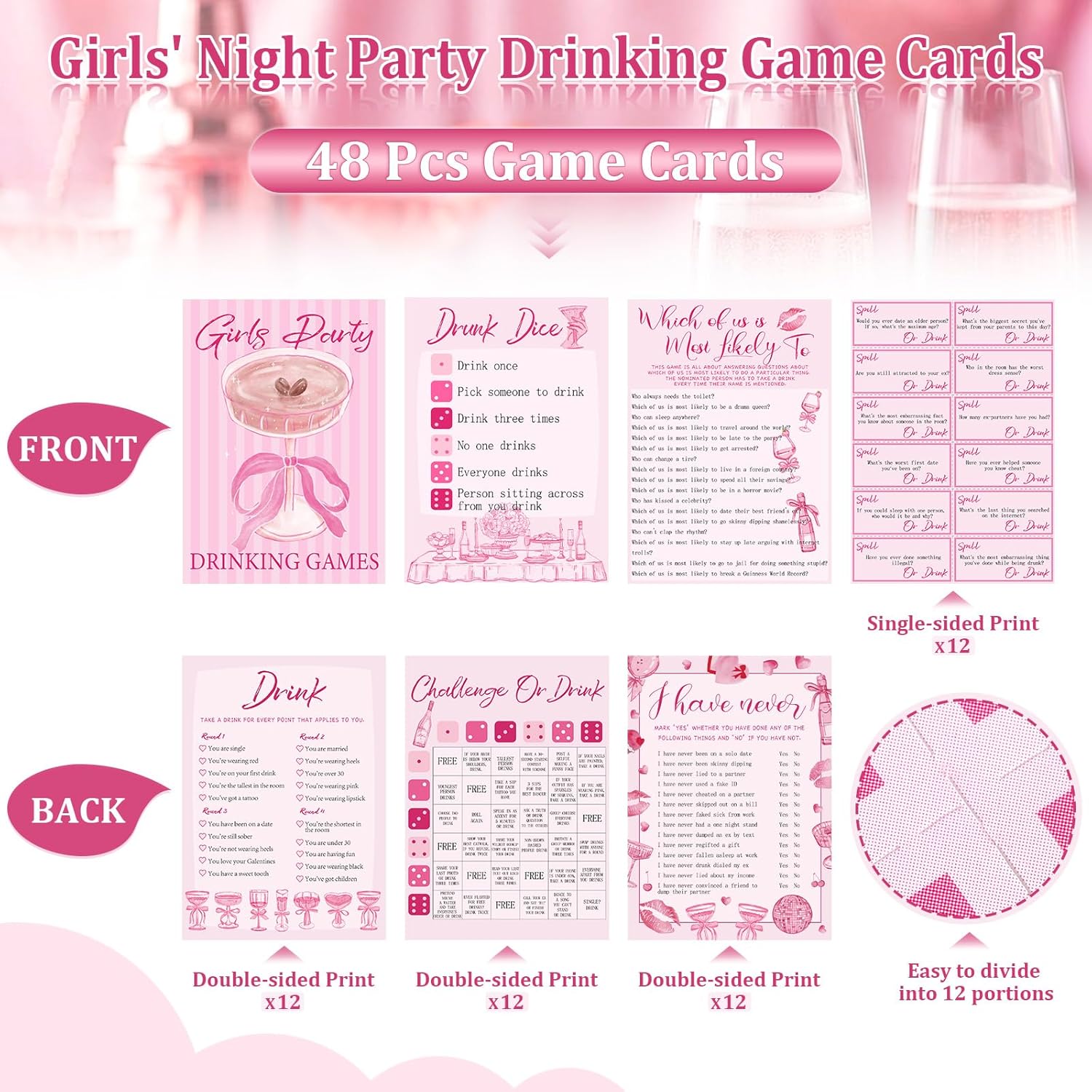 Galentine Party Games Set 6 Card Games For 12 Guests Galentine'S Day Activities Fun Galentine'S Day Game Idea Valentines Gifts For Women Bachelorette Party Favors