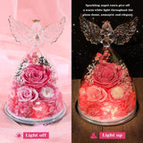 Gifts For Mom Women Birthday Preserved Rose In Glass Angel Figurine Forever Fresh Flower Delivery For Valentine’S Day & Mother’S Day, Real Eternal Roses For Her Grandma Wife Daughter Pink