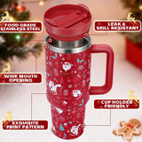 Christmas Tumblers Gifts For Women Girls, 40 Oz Christmas Tumbler With Handle And Straw Lid, Triple Walled Stainless Steel Insulated Travel Mug Cup, Keep Cold For 34 Hours (Red Funny Santa)