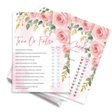 Blush Floral Baby Shower Game Kit - True Of False- 30 Baby Shower Game Cards With 1 Answer Card For Baby Boy Girl, Gender Reveal Games Baby Announcement Baby Shower Party Favors And Decorations - A07