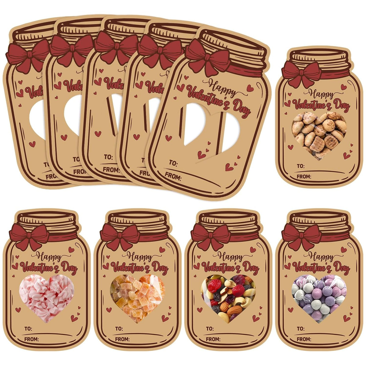 50Pcs Valentines Day Cards For Kids - Happy Valentine'S Day Crads Bulk With 50Pcs Treat Bags, Diy Candy Bag Exchange Gift For Classroom Party Favors, Boys Girls Toddler(Candy Not Included)