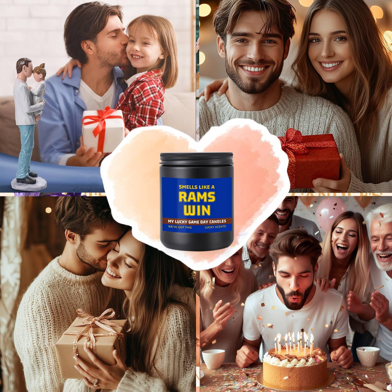 Smells Like A Rams Win Scented Candle Football Themed Merch Fan Shop Men Women Sport Stuff Gear Decor Team Accessorie Hustband Father Day Dad Guy Happy Birthday Valentine'S Funny Cool Funny Gift Ideal