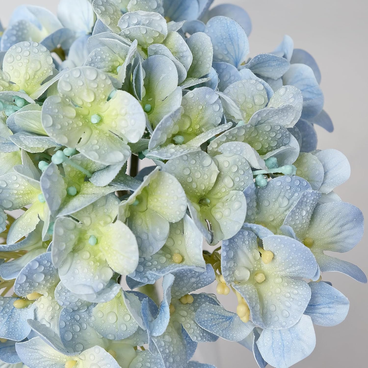 2Pcs White & 2Pcs 20" Light Blue Hydrangea Artificial Flowers Real Touch Faux Hydrangeas With Long Stem For Spring Home Decor Baby Shower Floral Arrangement Kitchen Party Wedding Xmas Decor