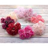 72Pc Artificial Organza Rhinestone Craft Flower For Home Craft Decor Diy Wedding Bridal Veil Headband Dress Cake Topper Embellishment Scrapbook Favor Corsage Floral Bouquet Arrangement (White)