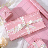 Pink Birthday Wrapping Paper Roll,Metallic Foil Gift Wrap For Women Girls, Shiny Star & Happy Birthday Lettering Design, 17" X 33 Ft (46.5 Sq.Ft)
