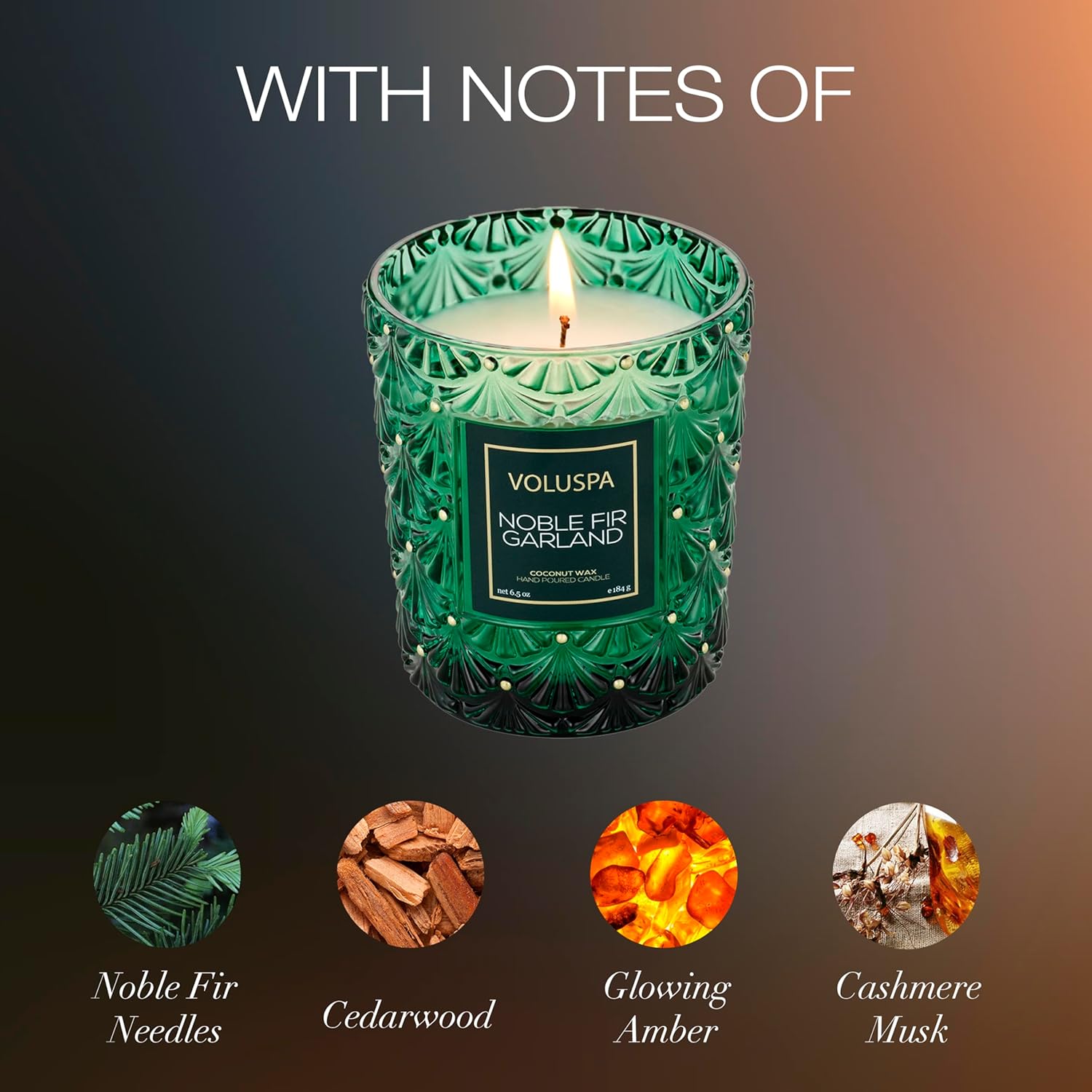 Noble Fir Garland Boxed Candle, 6.5 Oz, Coconut Wax Blend, Christmas Scented Candles For Home, 40 Hour Burn Time, Handcrafted In The Usa