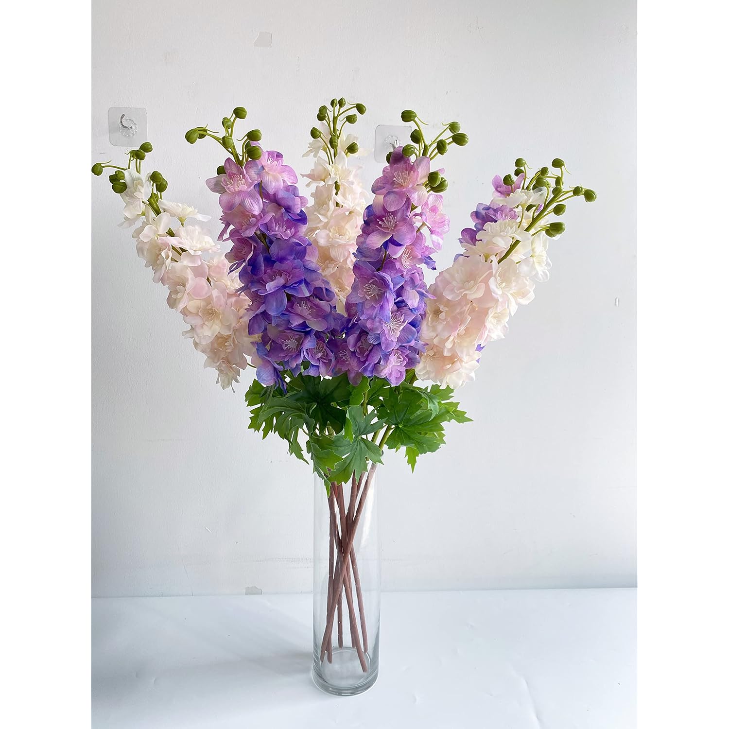 3Pcs Purple Delphinium Artificial Flower 31.5'' Long Stem Fake Larkspur Lifelike Real Touch Delphinium Latex Flower For Tall Vase Home Table Decor Wedding Flower Arrangement Decoration