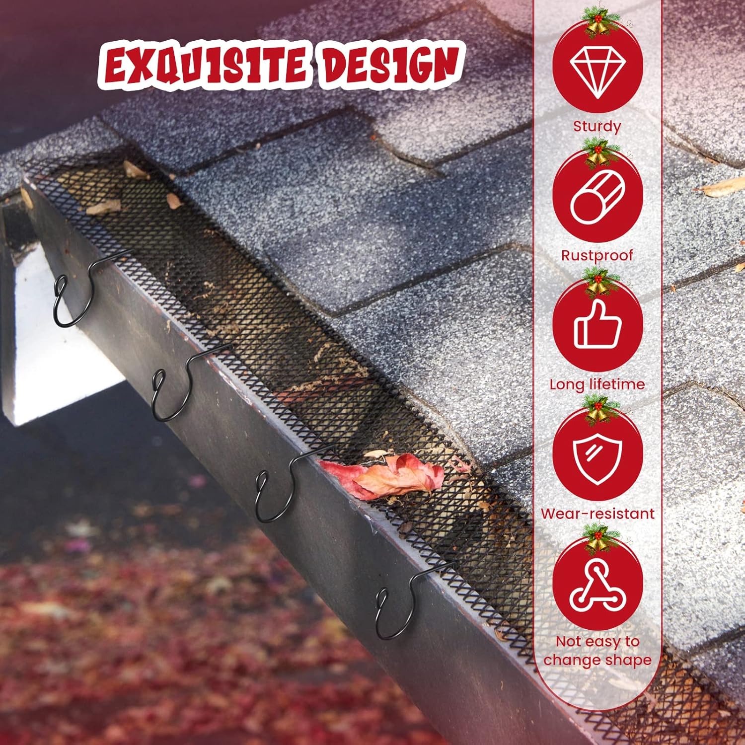 Metal Christmas Light Gutter Hooks Christmas Light Hanger Hooks For Gutters Stainless Steel Xmas Outdoor Clips For Kitchen Bathroom Work Shop Garden(Black,100 Pieces)