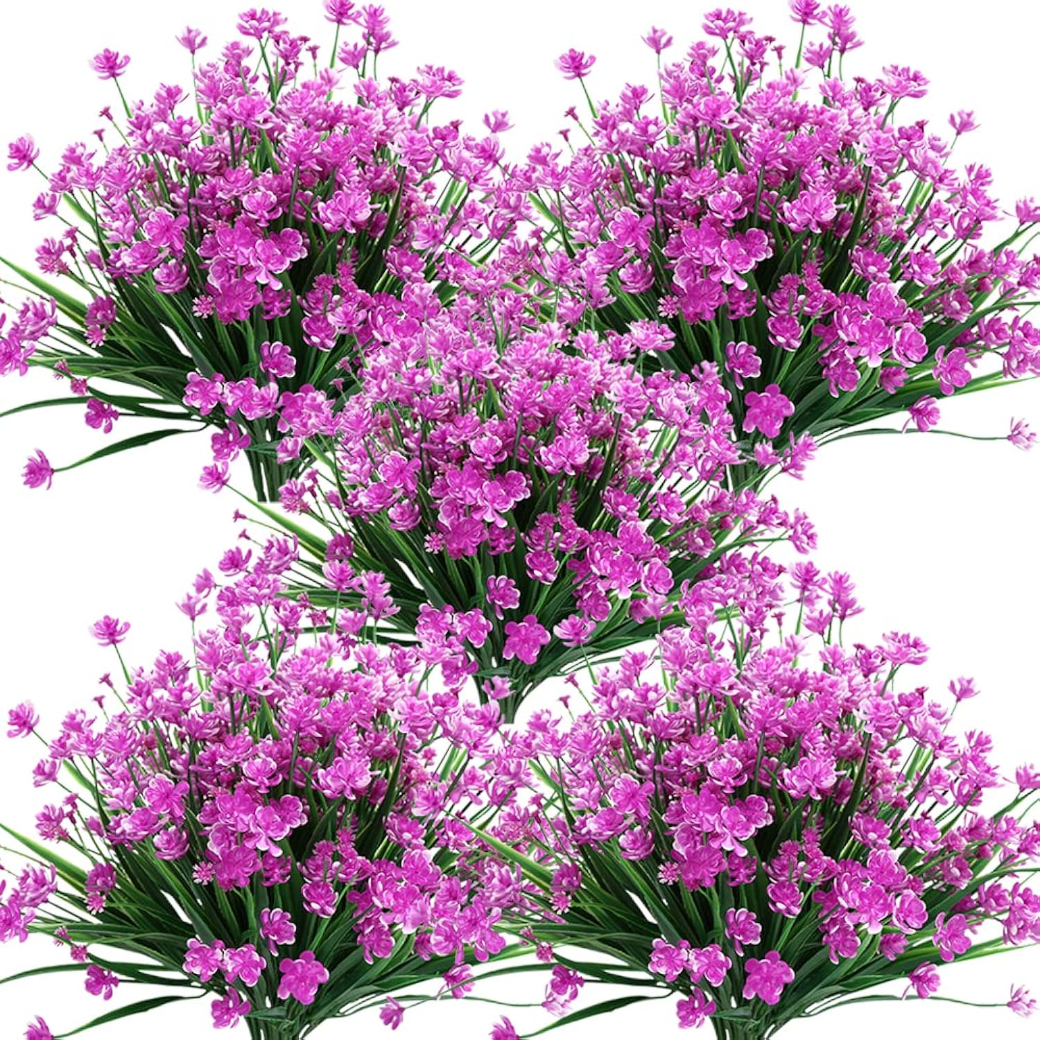 Artificial Flowers, 8 Bundles Fake Outdoor Uv Resistant Greenery Faux Plants Shrubs For Indoor Outside Hanging Planter Home Office Wedding Farmhouse Decor (Fuchsia)