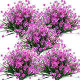 Artificial Flowers, 8 Bundles Fake Outdoor Uv Resistant Greenery Faux Plants Shrubs For Indoor Outside Hanging Planter Home Office Wedding Farmhouse Decor (Fuchsia)
